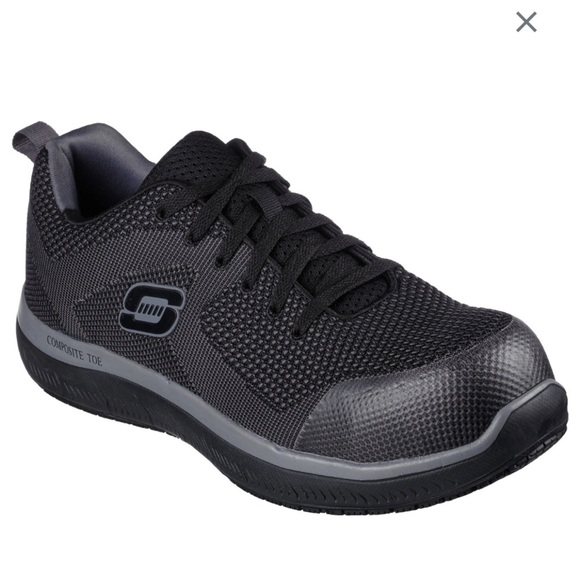 SKETCHERS SUMMITS SLIP RESISTANT WORK SHOE BLACK COMPOSITE TOE 10 STYLE 200098 main image 5